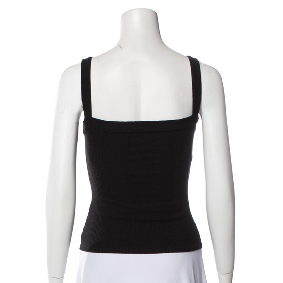 Reformation Rochelle Square Neck Ribbed Knit Tank, Black, XS - Picture 6 of 7